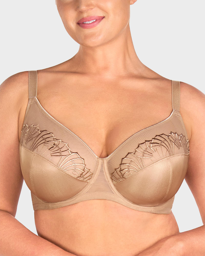 Plus-Size Pearl Shimmer Lace Minimizer Bra