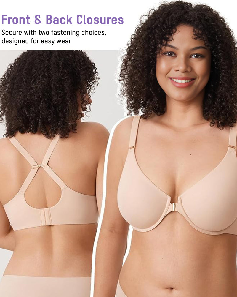 Plus Front Closure Racerback Underwire Bra