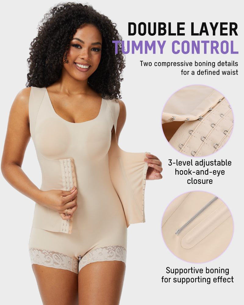 PowerMesh Double-Layer Tummy Control Bodysuit Shapewear