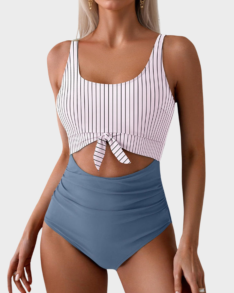 Ruched Tie-Knot Tummy Control One-Piece Swimsuit