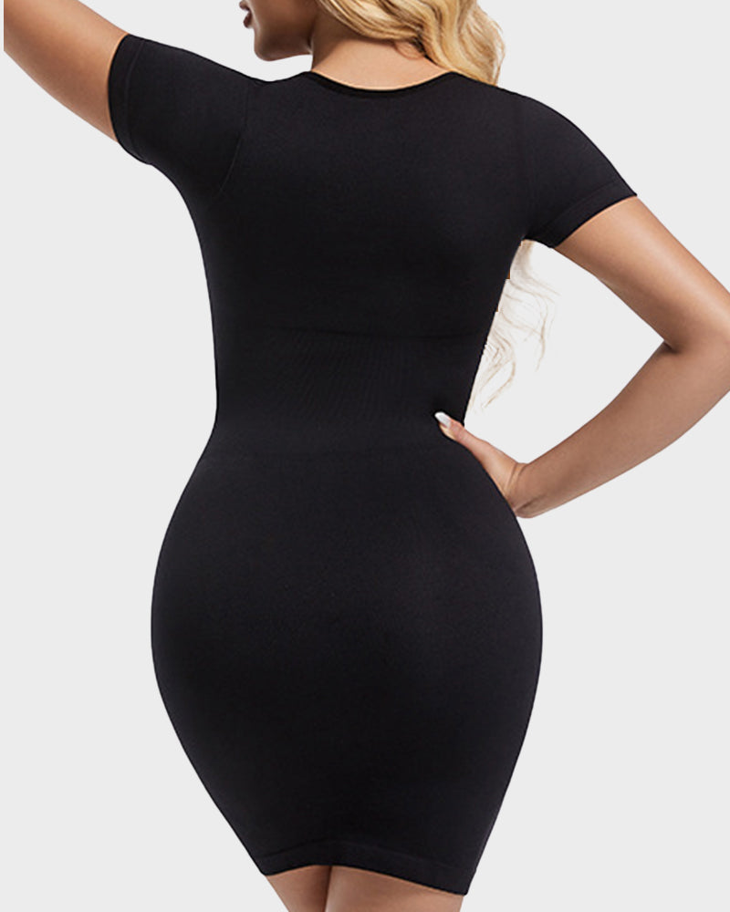 Sculpting Square Neck Seamless Ribbed Mini Dress