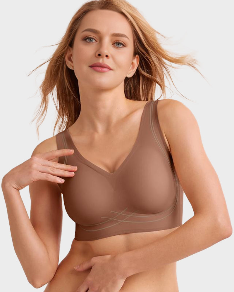 Seamless Full Coverage Wireless Push-Up Bra with Wide Straps