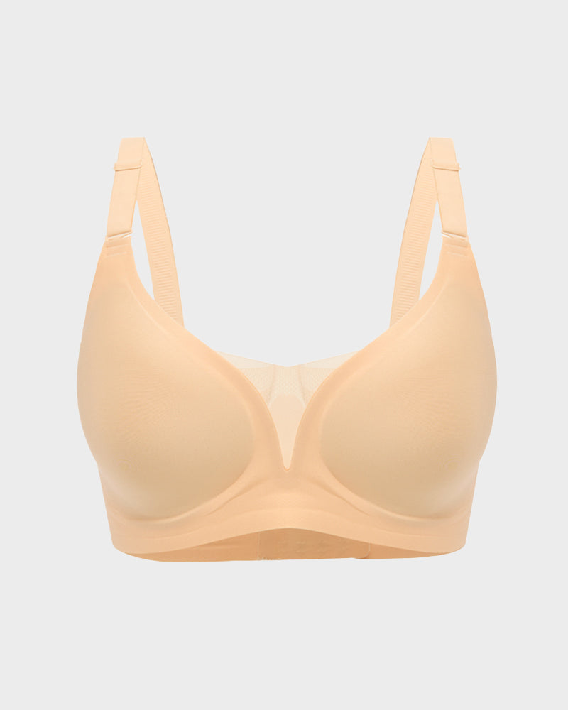 Seamless Mesh Panel Invisible Thin Bra