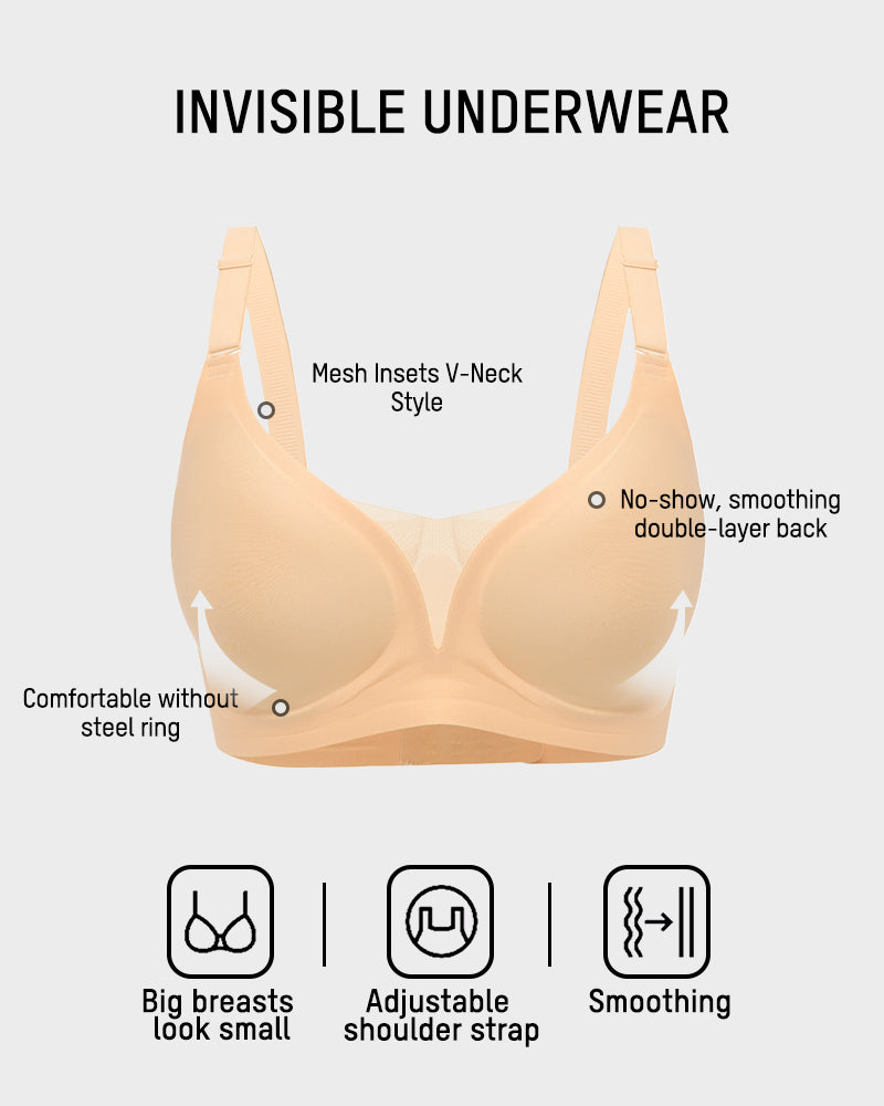 Seamless Mesh Panel Invisible Thin Bra