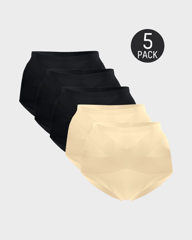 Seamless Tummy Control High-Waist Panties (5 Pack)