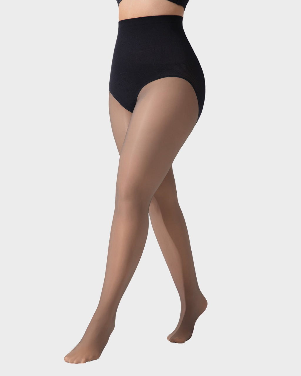 Semi-Sheer Black High-Waist Shaping Tights – Thin & Fleece-Lined