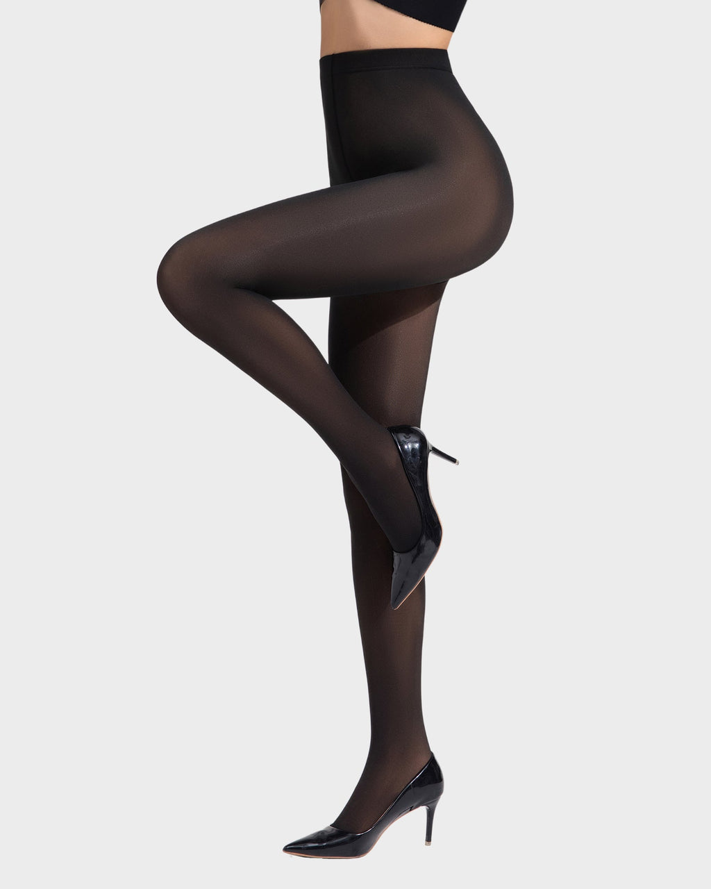 Slimming Semi-Sheer Black Tights