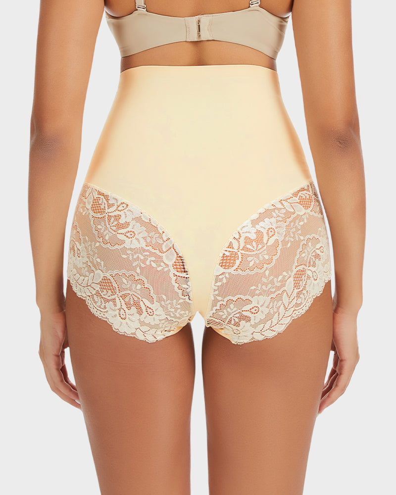Smooth High-Waisted Sheer Lace Sculpting Brief (2 Pack)