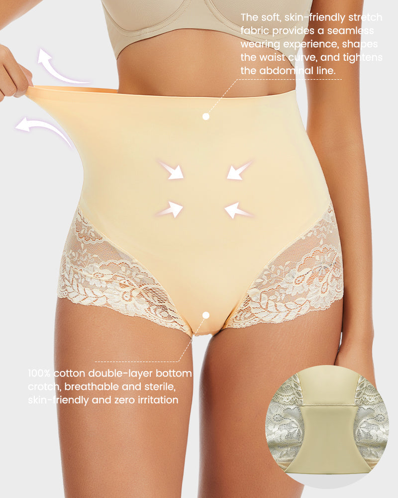 Smooth High-Waisted Sheer Lace Sculpting Brief (2 Pack)