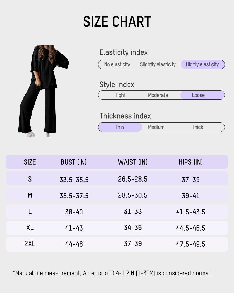 Split Hem Wide Leg Pants 2-Piece Casual Set