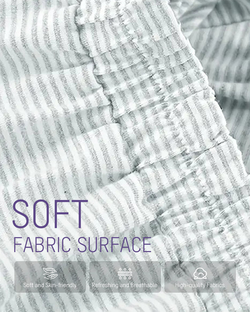 Two-Piece Striped Pajama Set with T-Shirt & Side-Split Shorts