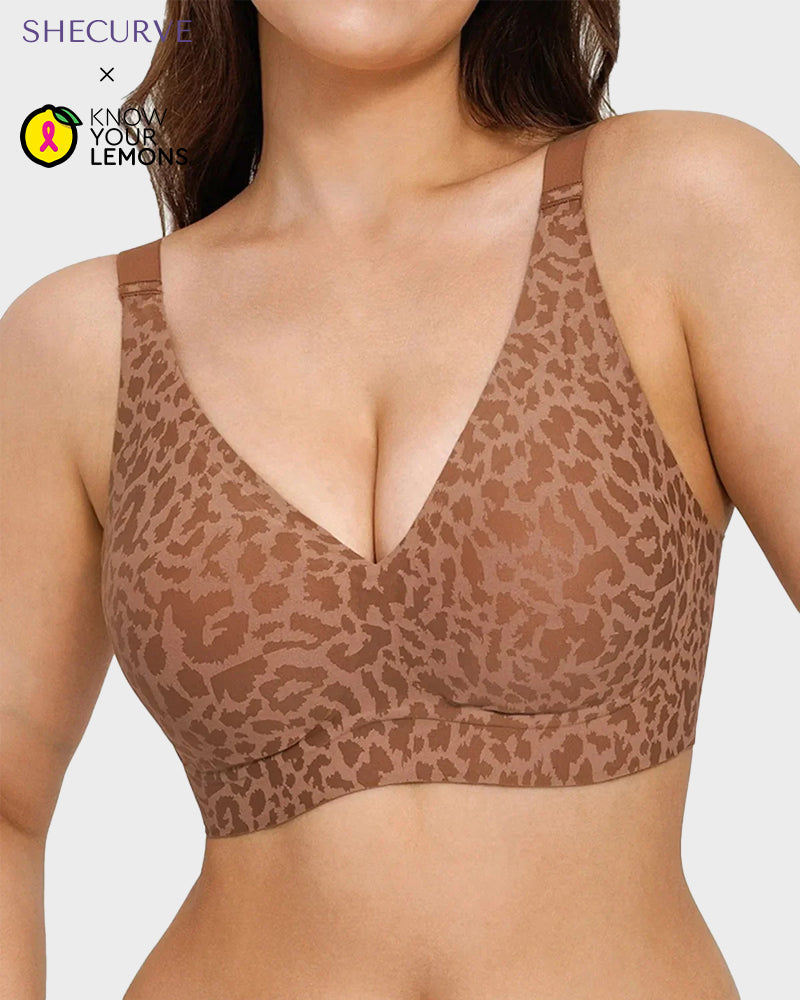 Wireless Leopard V-Neck Contour Bra