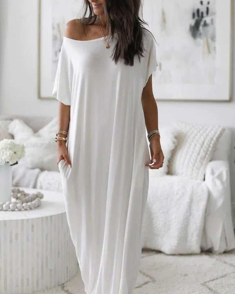 Off-Shoulder Batwing Sleeve Maxi Lounge Dress