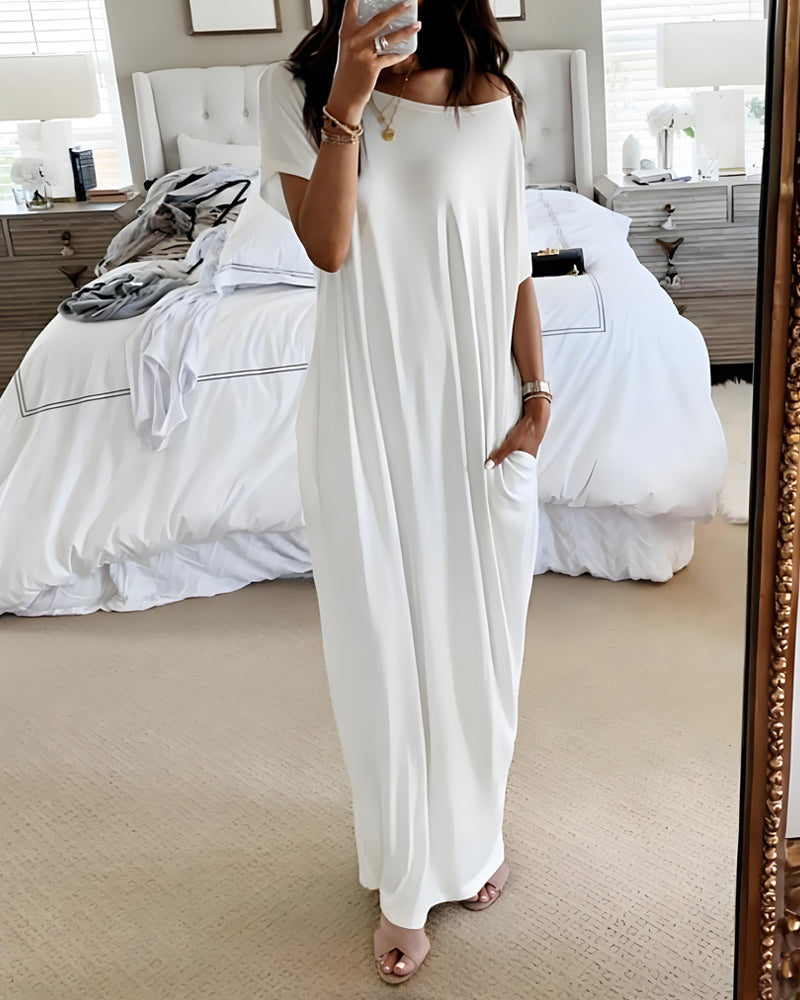 Off-Shoulder Batwing Sleeve Maxi Lounge Dress