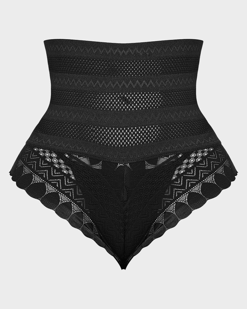 High Waist Lace Mesh Tummy Control Shaping Panty