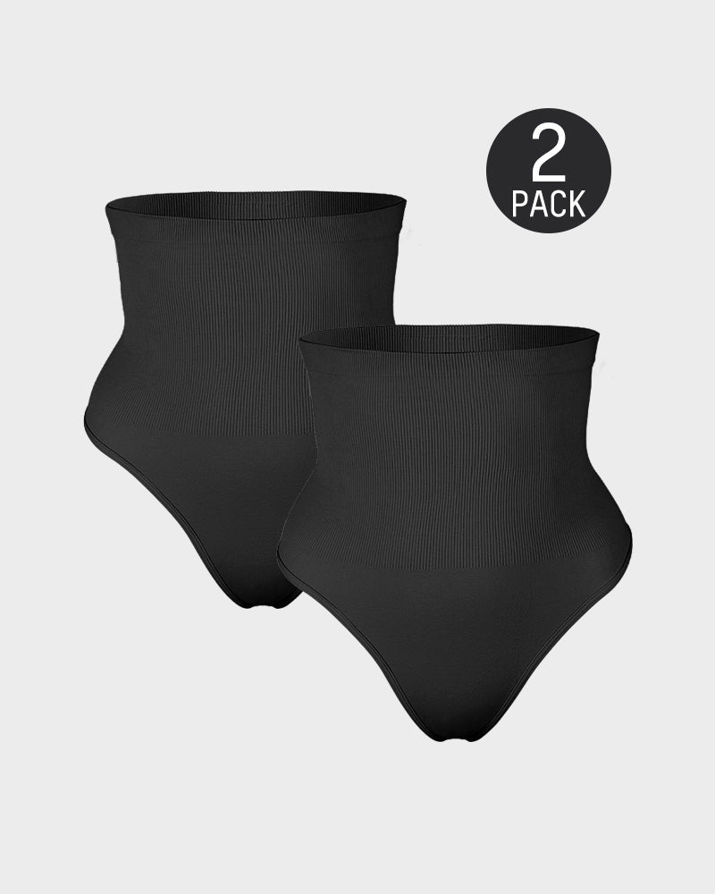High Waist Tummy Control Shaping Thong Panty (2 Pack)