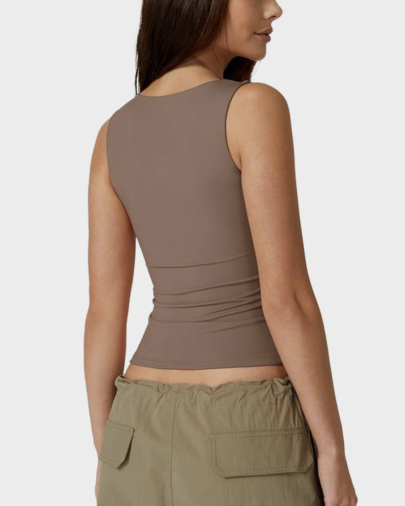 Square Neck Basic Fitted Tank Top