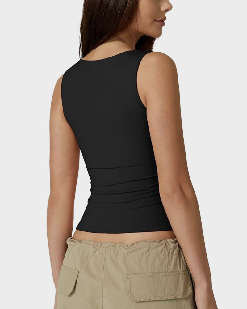 Square Neck Basic Fitted Tank Top